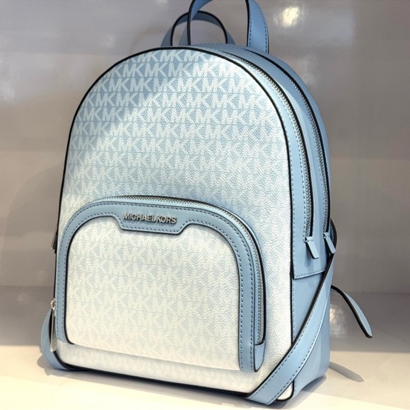 Michael Kors Jaycee Medium Ombré Signature Logo Backpack Light Sky Blue - Picture 5 of 12